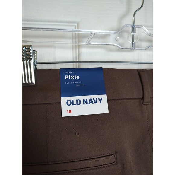 New Old Navy Size 18 High Rise Pixie Full Length Split Hem Pants Brown Trousers - Picture 7 of 8